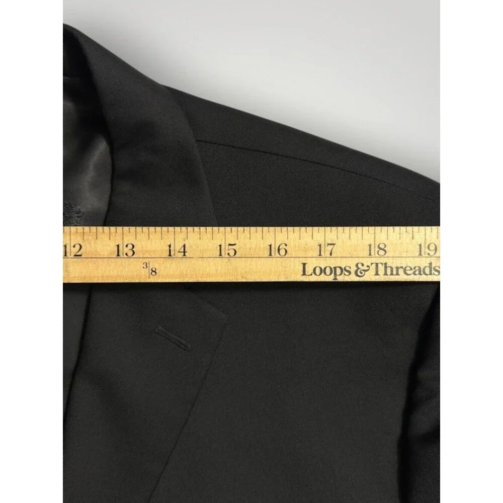 RALPH LAUREN Mens Blazer Sport Coat 2-Button Suit Jacket 50R Black Stretch Wool
